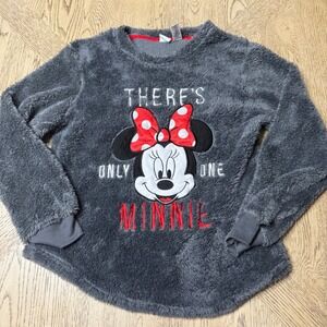 Disney Women's‎ X-Large Minnie Mouse Gray Fuzzy Pullover Sweatshirt Cozy